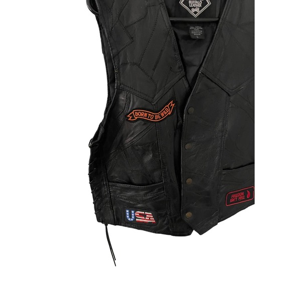 Harley Davidson black leather vest with patches - Picture 5 of 8